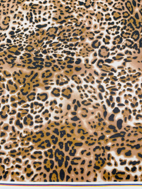 Leopard Print Power Mesh Nylon Spandex Fabric - Gold/Black Leopard Print, 58" Width (1 Yard)