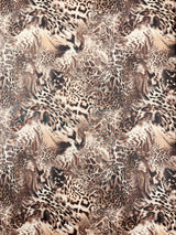 Leopard Print Power Mesh Nylon Spandex Fabric - Gold/Black Leopard Print, 58" Width (1 Yard)