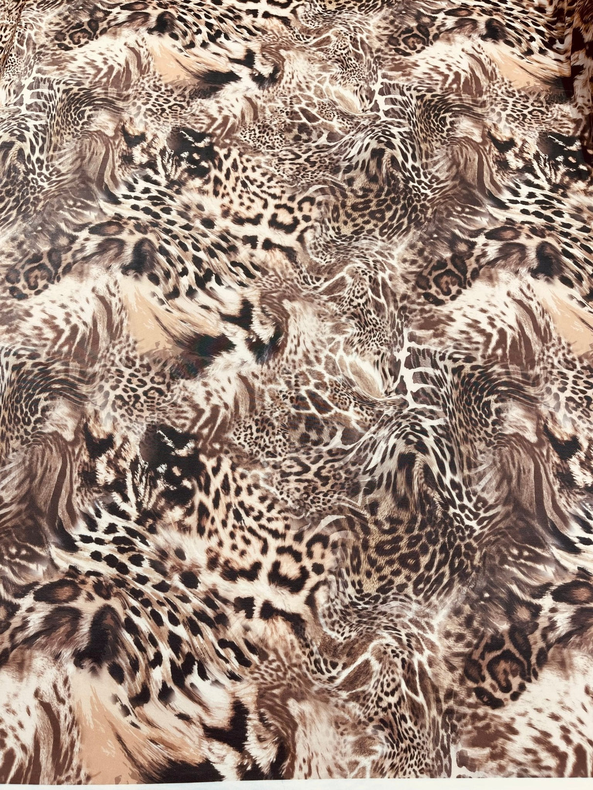 Leopard Print Power Mesh Nylon Spandex Fabric - Gold/Black Leopard Print, 58" Width (1 Yard)