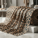 Leopard Print Power Mesh Nylon Spandex Fabric - Gold/Black Leopard Print, 58" Width (1 Yard)
