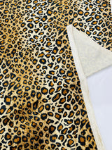 Leopard Print Stretch Velvet Fabric - Gold/Black Leopard Print, 58" Width (1 Yard)
