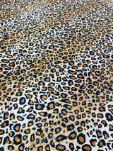 Leopard Print Stretch Velvet Fabric - Gold/Black Leopard Print, 58" Width (1 Yard)