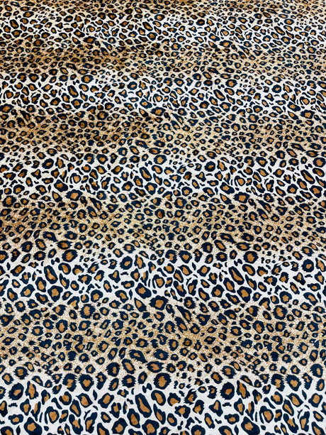 Leopard Print Stretch Velvet Fabric - Gold/Black Leopard Print, 58" Width (1 Yard)