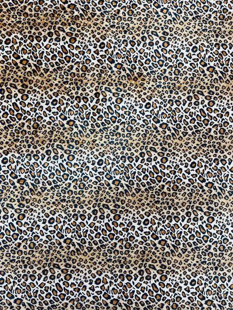 Leopard Print Stretch Velvet Fabric - Gold/Black Leopard Print, 58" Width (1 Yard)