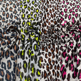 Leopard Print With Foil Stretch Spandex Fabric - Leopard Print, 58" Width (1 Yard)