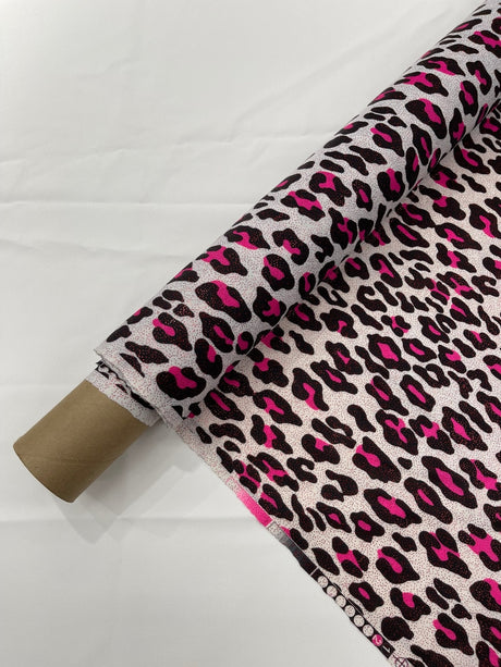 Leopard Print With Foil Stretch Spandex Fabric - Leopard Print, 58" Width (1 Yard)