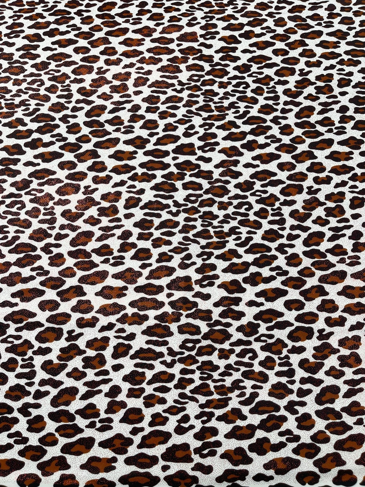 Leopard Print With Foil Stretch Spandex Fabric - Leopard Print, 58" Width (1 Yard)