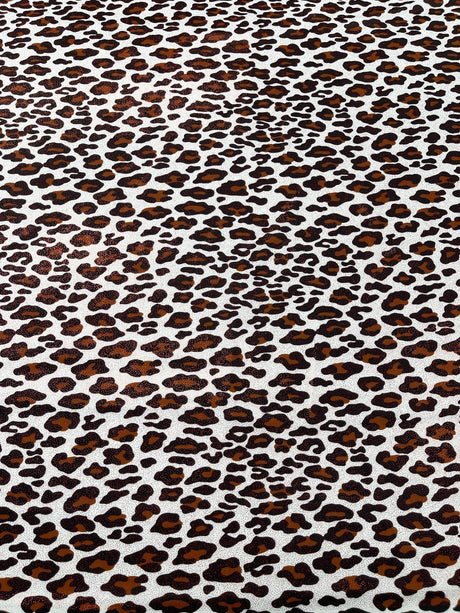 Leopard Print With Foil Stretch Spandex Fabric - Leopard Print, 58" Width (1 Yard)