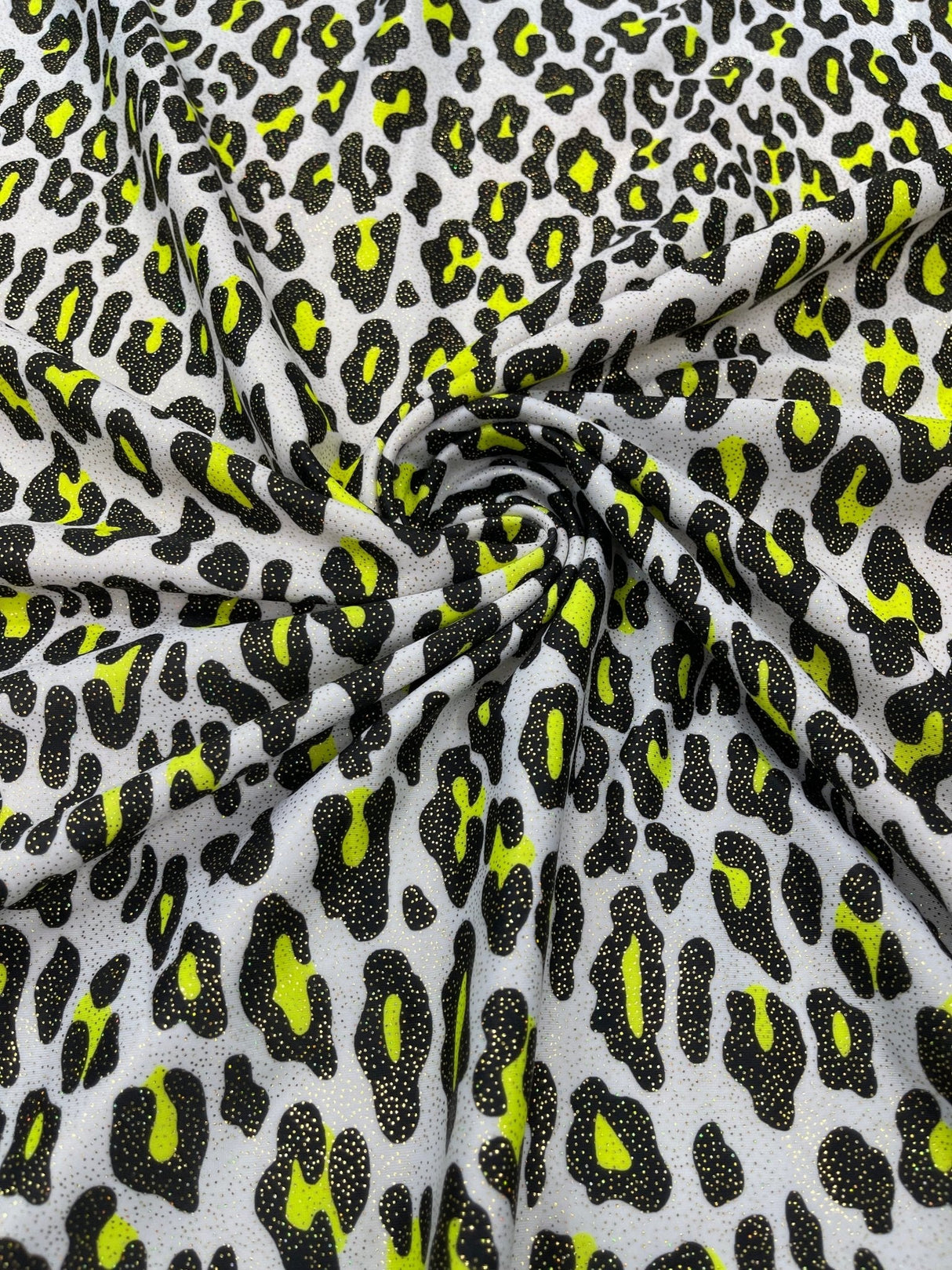 Leopard Print With Foil Stretch Spandex Fabric - Leopard Print, 58" Width (1 Yard)