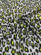 Leopard Print With Foil Stretch Spandex Fabric - Leopard Print, 58" Width (1 Yard)