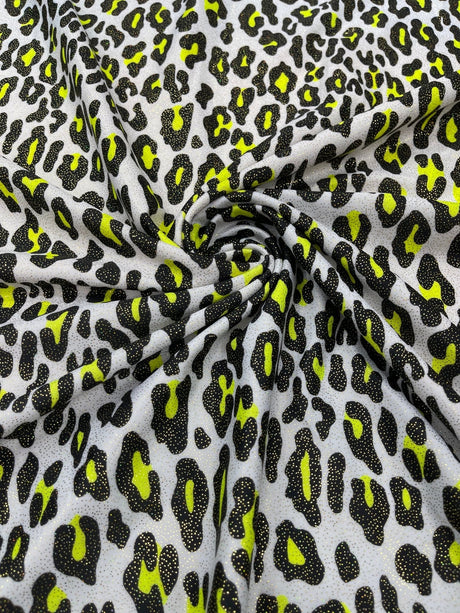 Leopard Print With Foil Stretch Spandex Fabric - Leopard Print, 58" Width (1 Yard)
