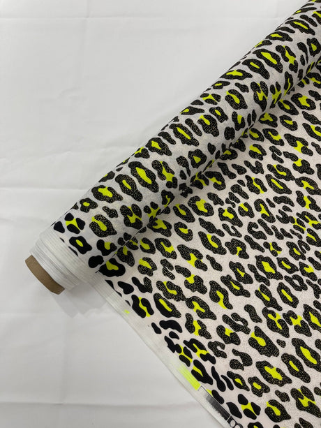 Leopard Print With Foil Stretch Spandex Fabric - Leopard Print, 58" Width (1 Yard)