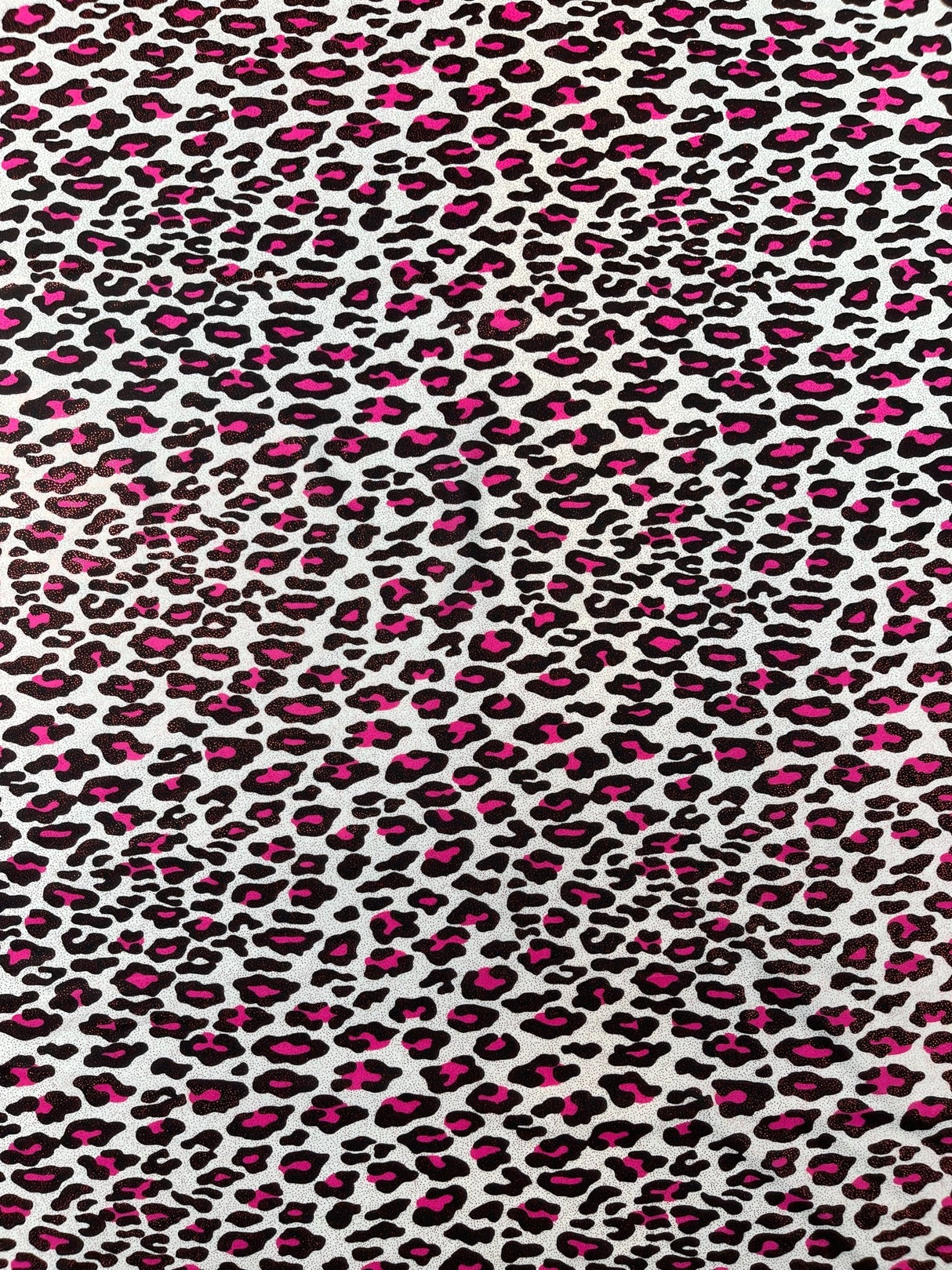 Leopard Print With Foil Stretch Spandex Fabric - Leopard Print, 58" Width (1 Yard)