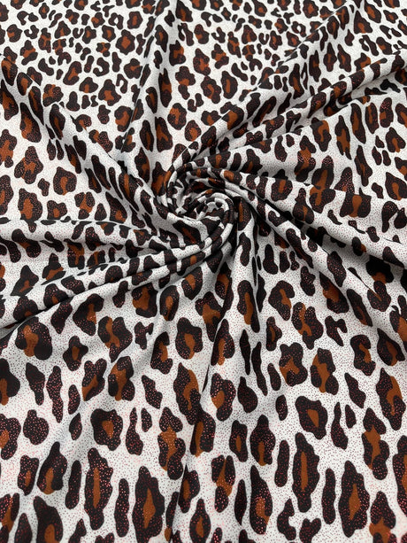 Leopard Print With Foil Stretch Spandex Fabric - Leopard Print, 58" Width (1 Yard)