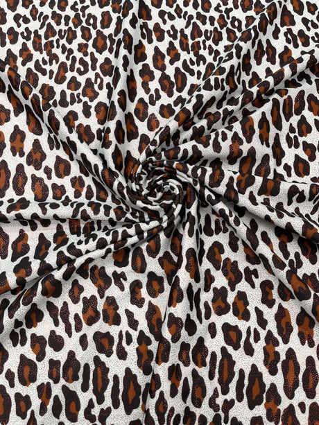 Leopard Print With Foil Stretch Spandex Fabric - Leopard Print, 58" Width (1 Yard)