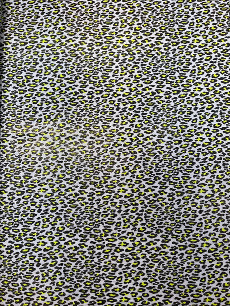 Leopard Print With Foil Stretch Spandex Fabric - Leopard Print, 58" Width (1 Yard)