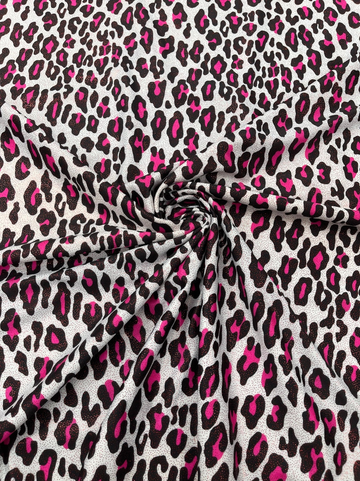 Leopard Print With Foil Stretch Spandex Fabric - Leopard Print, 58" Width (1 Yard)