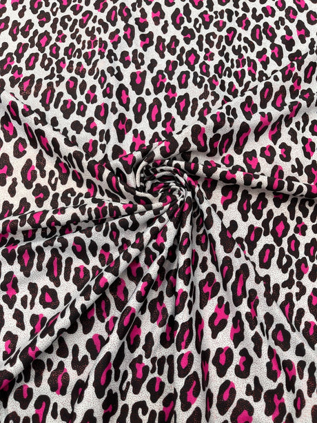 Leopard Print With Foil Stretch Spandex Fabric - Leopard Print, 58" Width (1 Yard)
