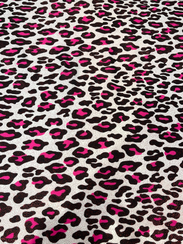 Leopard Print With Foil Stretch Spandex Fabric - Leopard Print, 58" Width (1 Yard)