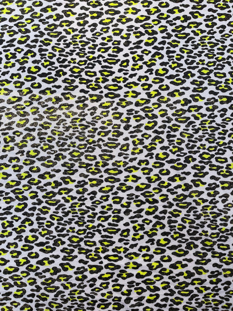 Leopard Print With Foil Stretch Spandex Fabric - Leopard Print, 58" Width (1 Yard)