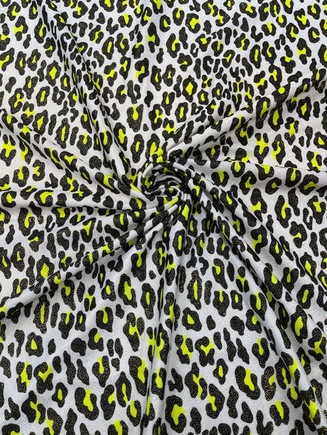Leopard Print With Foil Stretch Spandex Fabric - Leopard Print, 58" Width (1 Yard)
