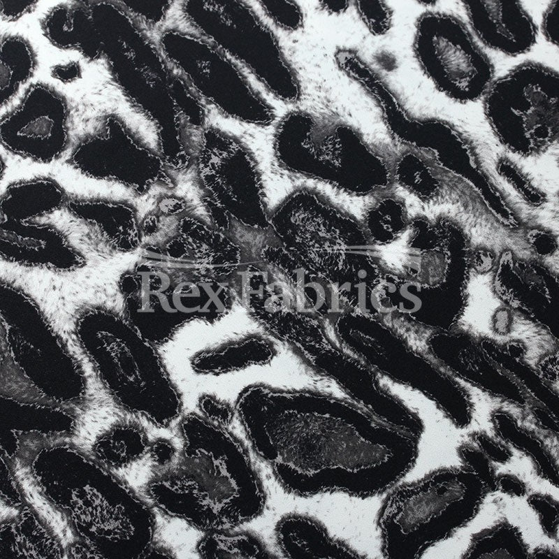 Leopard Skin Nylon Spandex Fabric - Black/Brown/Orange Leopard Print, 58/60" Width, 210 GSM, 4-Way Stretch (1 Yard)