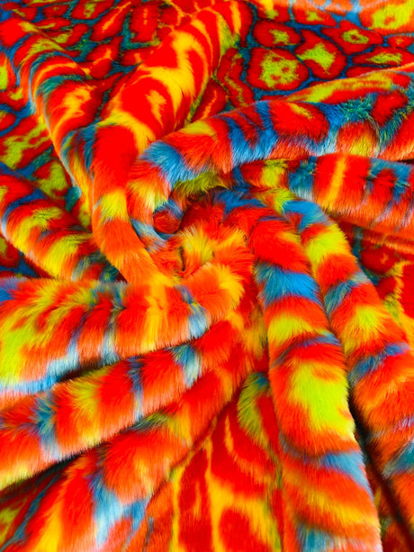 Leopard Tie Dyed Faux Fur Fabric - Black Light Reflective, 58" Width (1 Yard)