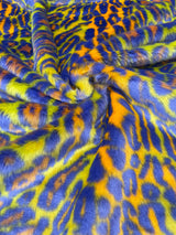 Leopard Tie Dyed Faux Fur Fabric - Black Light Reflective, 58" Width (1 Yard)