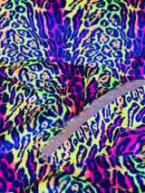 Leopard Tie Dyed Faux Fur Fabric - Black Light Reflective, 58" Width (1 Yard)
