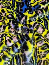 Leopard Tie Dyed Faux Fur Fabric - Black Light Reflective, 58" Width (1 Yard)