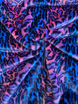 Leopard Tie Dyed Faux Fur Fabric - Black Light Reflective, 58" Width (1 Yard)