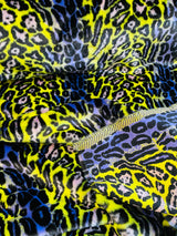 Leopard Tie Dyed Faux Fur Fabric - Black Light Reflective, 58" Width (1 Yard)
