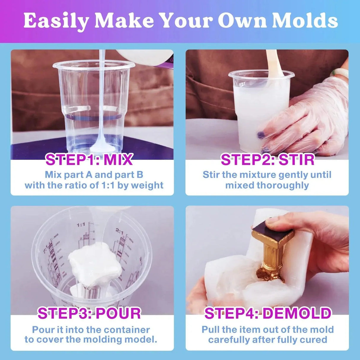 Let's Resin Mold Making Kit - Clear Silicone Rubber (63.48 oz)