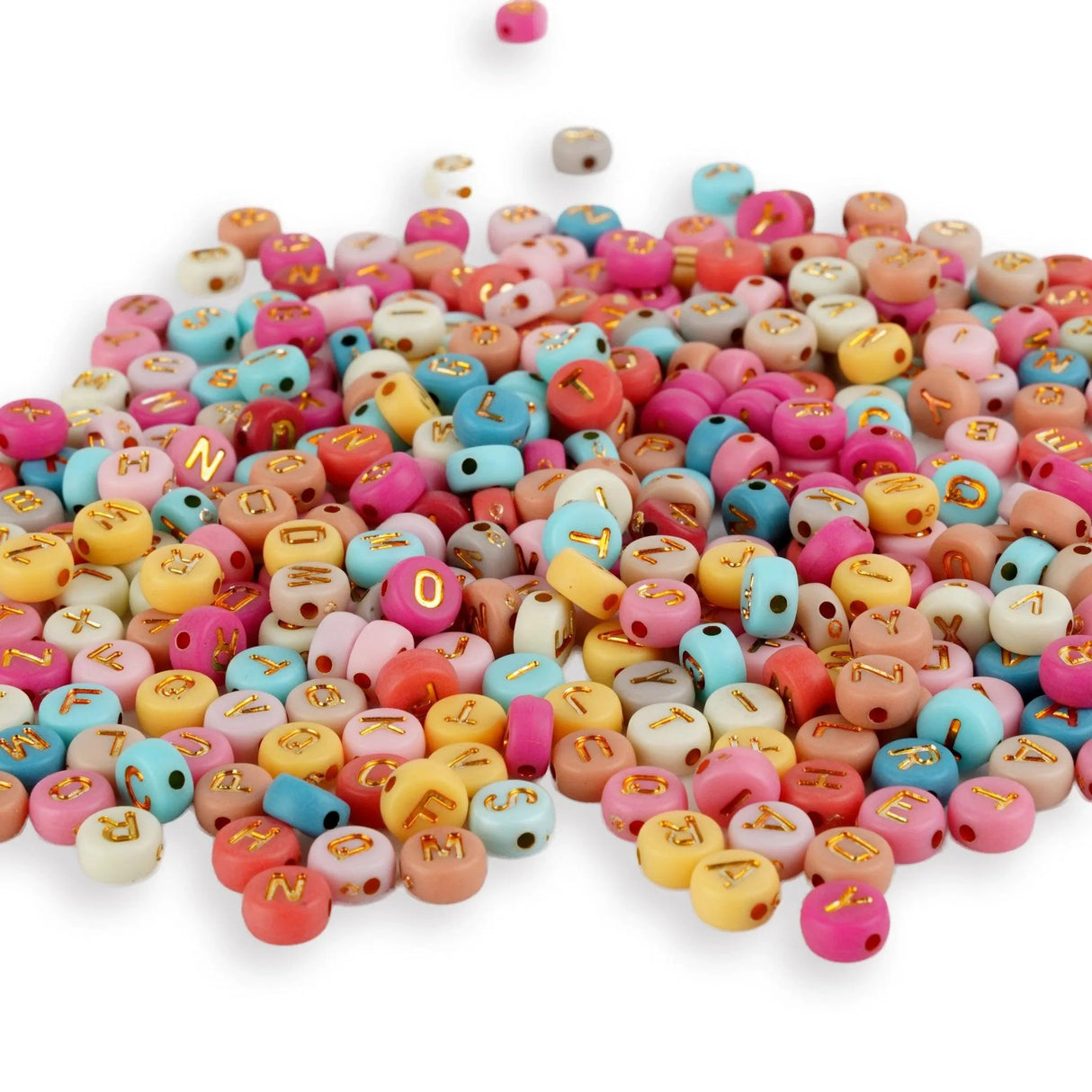Letter Round String Beads A to Z - Mixed Pastels (3500 Beads - 6mm)