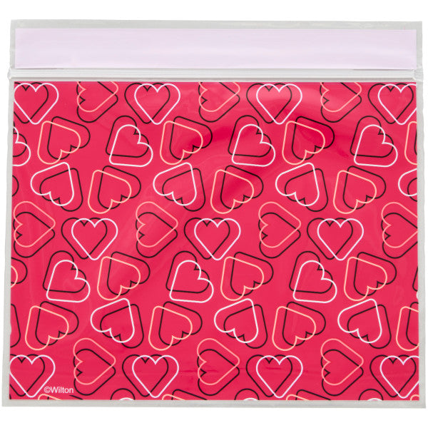 Wilton Red Heart Pattern Valentine's Day Resealable Treat Bags, 20-Count