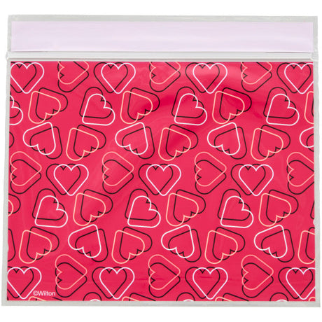 Wilton Red Heart Pattern Valentine's Day Resealable Treat Bags, 20-Count