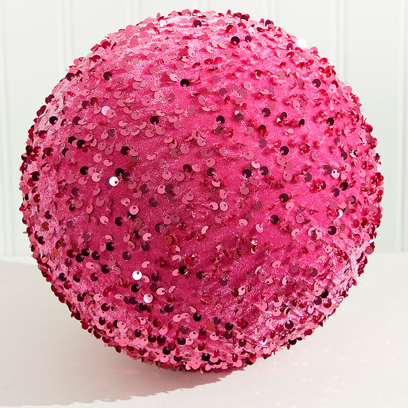 8" Pink Sequin Ball Ornament