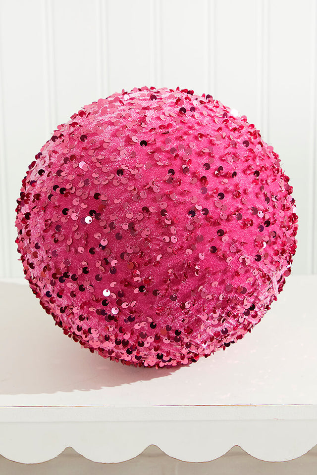 8" Pink Sequin Ball Ornament