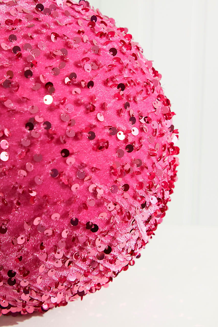 8" Pink Sequin Ball Ornament