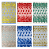 Lia 3D Floral Design Lace Fabric - Beaded Mesh, Double Scallop, 54" Width (1 Yard)