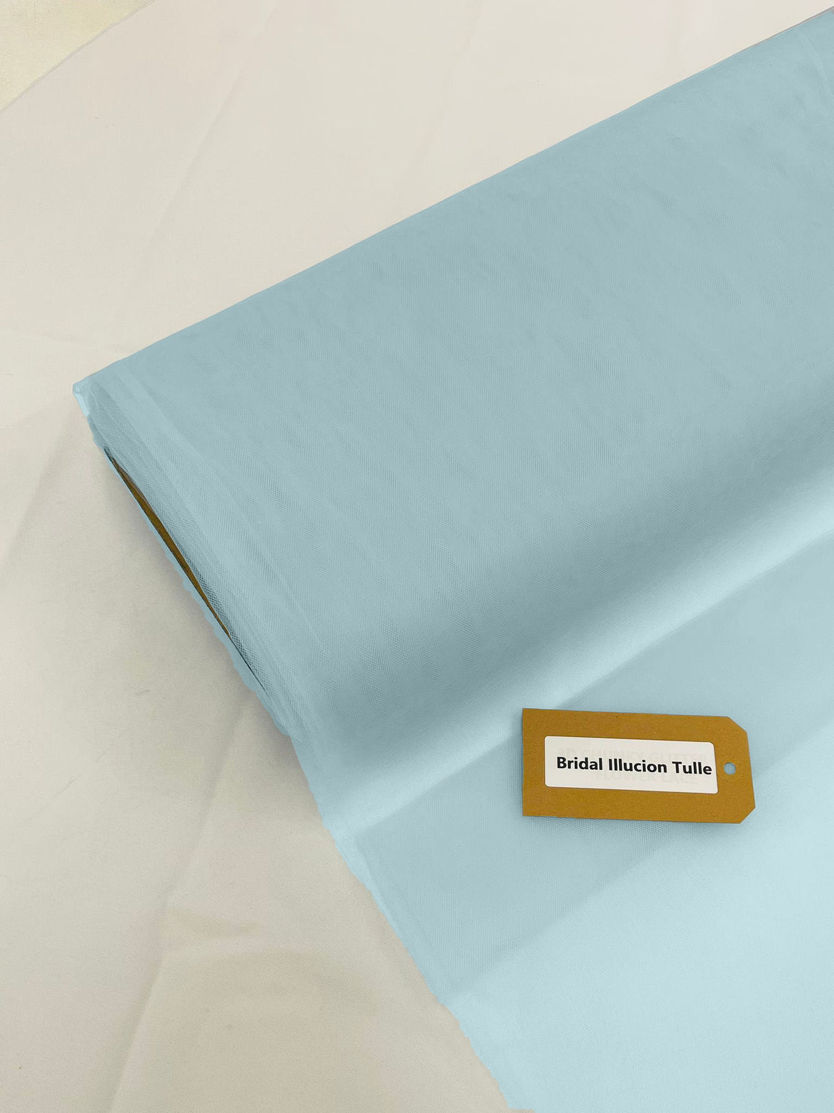 Bridal Illusion Tulle Polyester Fabric - Light Blue Sheer, 108" Width (1 Roll)