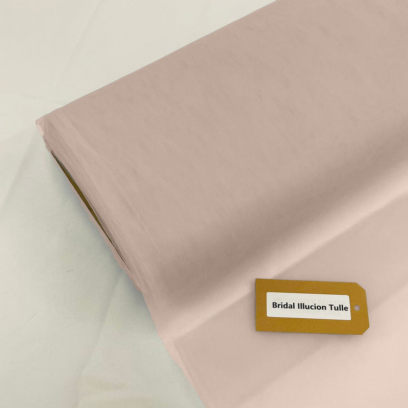 Light Blush Bridal Illusion Tulle Polyester Fabric - Light Blush Sheer Tulle, 108" Width (1 Roll)