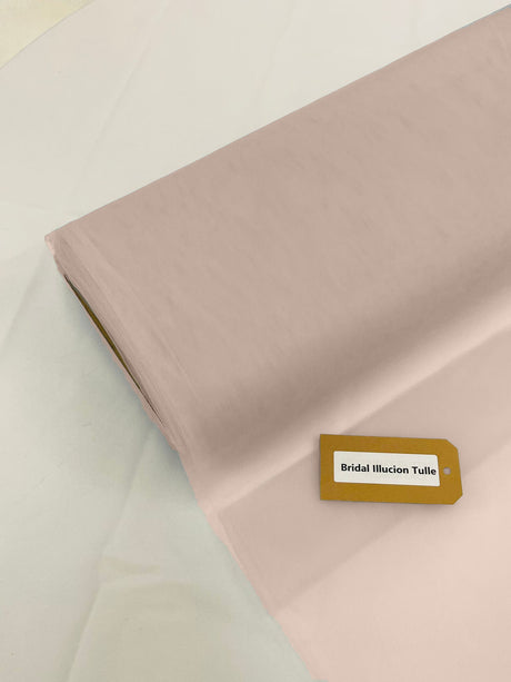 Light Blush Bridal Illusion Tulle Polyester Fabric - Light Blush Sheer Tulle, 108" Width (1 Roll)