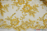 Edith Embroidery Fabric - Two Tone Floral Embroidery, Sheer Tulle, 52" Width, Multiple Colors (1 Yard)