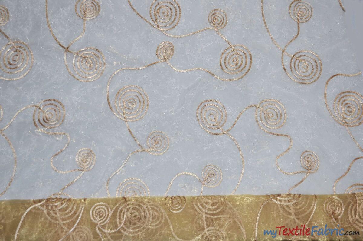 Donatello Organza Embroidery Fabric - Embroidered Floral Sheer, 54" Width, Multiple Colors (1 Yard)