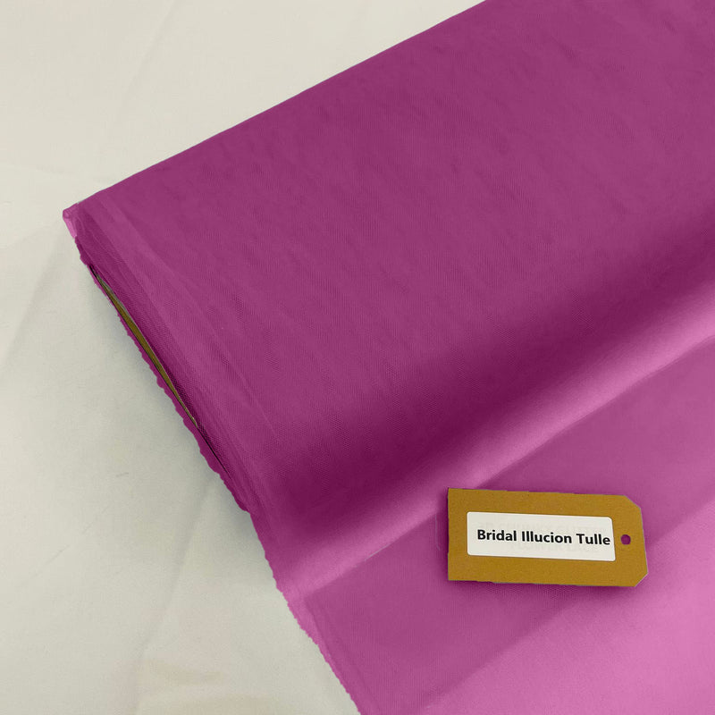Bridal Illusion Tulle Polyester Fabric - Light Magenta, 108" Width (1 Roll)