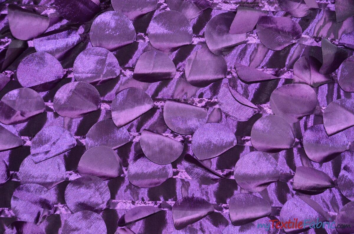 Petal Taffeta Polyester Fabric - Round Petal Texture, 57" Width, Multiple Colors (1 Yard)