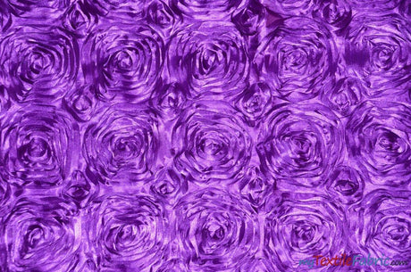 Rosette Satin Polyester Fabric - 3D Satin Floral Embroidery, 52/54" Width (Yards, Bolts, Sample Swatch)