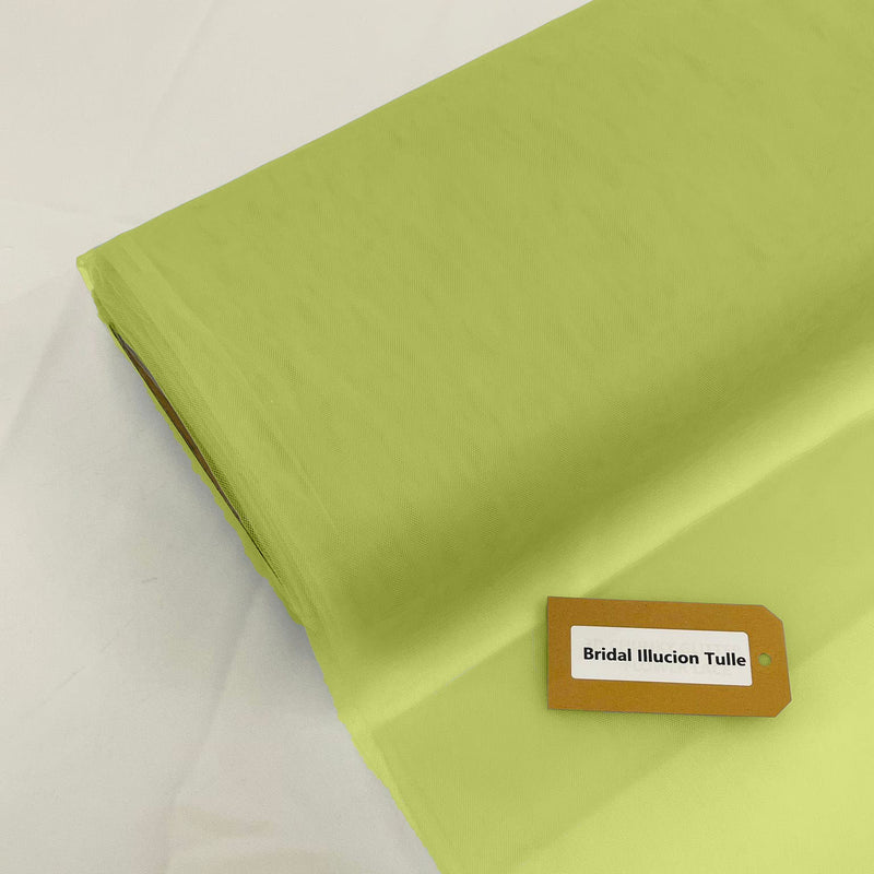 Bridal Illusion Polyester Tulle Fabric - Light Sage Green, 108" Width (1 Roll)