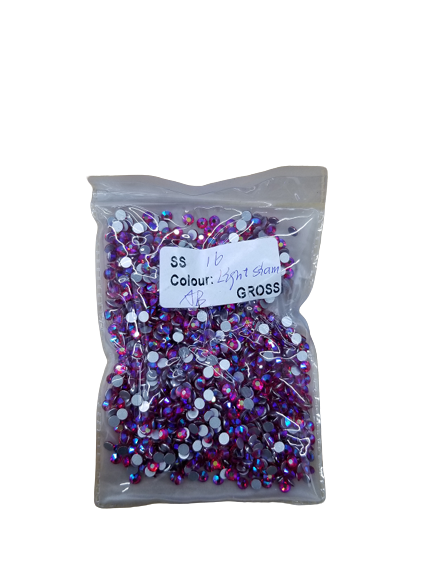 Small Bag Glue On Rhinestones Acrylic Fabric - Light Siam AB, Flat Back, 2MM To 6MM Sizes (1 Bag)
